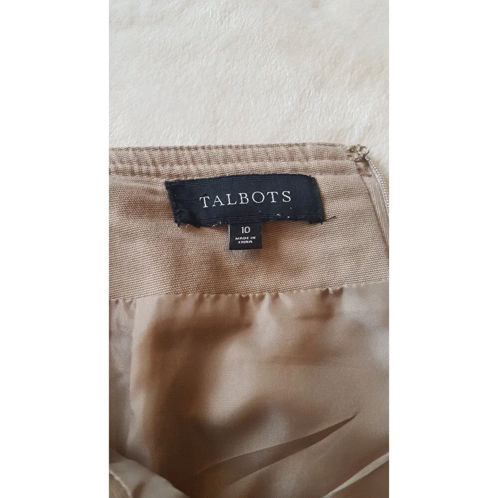 Talbots‎ Skirt Womens 10 khaki Cotton Pencil Back Zip Lined Knee Length- 23147